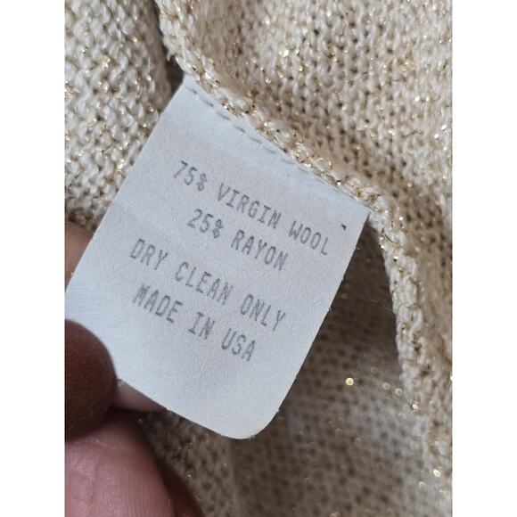 EL-Ana dress suit gold maxi knit metallic Sz L Virgin Wool & Rayon back split - Picture 9 of 11